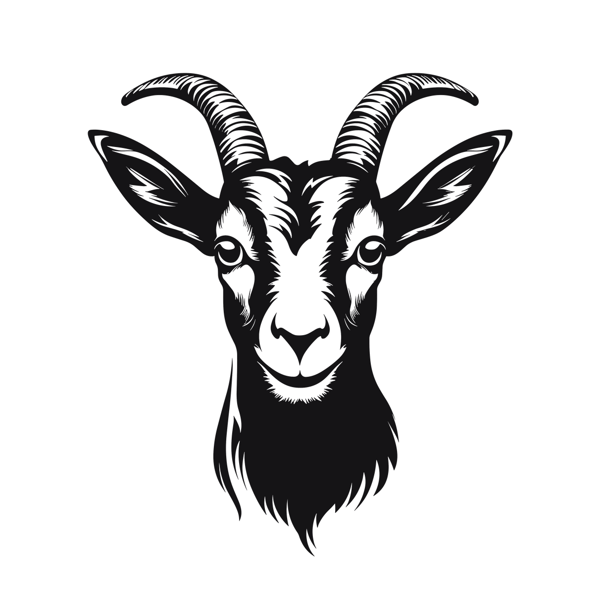 Intricate goat wall sticker decal in light black, showcasing rustic elegance and strong facial expression.
