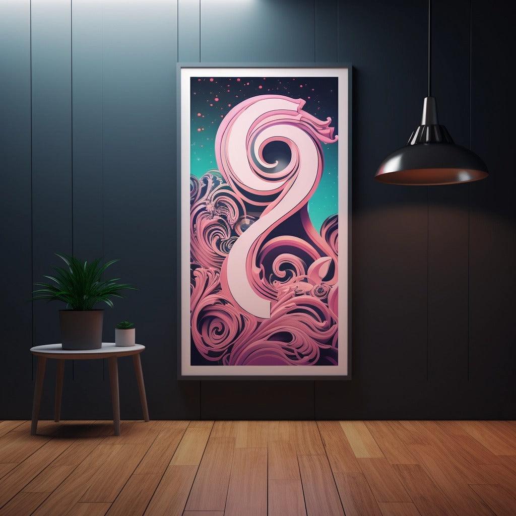 Custom wall poster featuring vibrant pink and teal abstract design for unique room decor.
