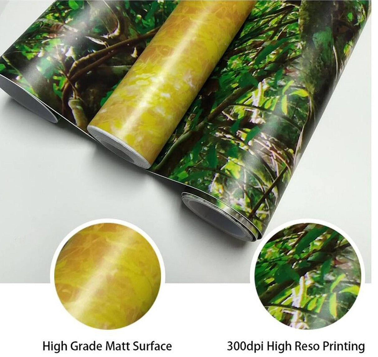 High-grade matte surface rolls of 3D vibrant wallpaper mural showcasing detailed high-resolution printing.