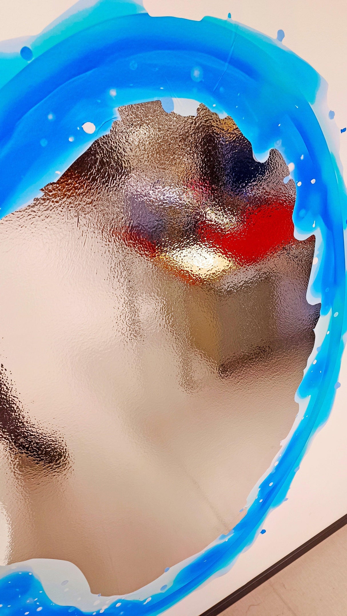 Blue and orange portal aura wall sticker with a silver chrome mirror effect.