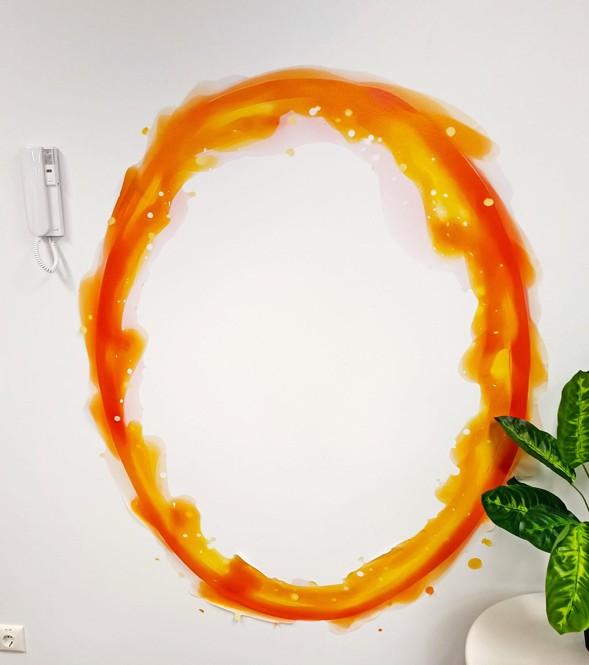 Vibrant orange portal aura wall sticker, perfect for gamer and geek room decor.