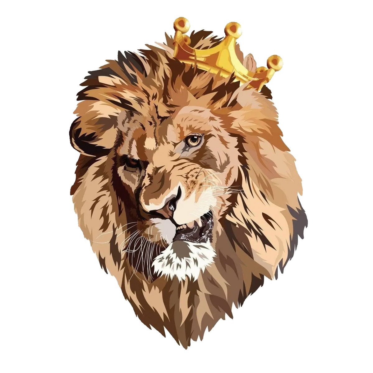Original Decords lion head with crown wall sticker, isolated product image.