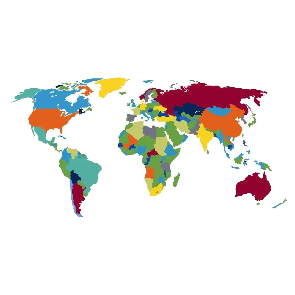 Original Decords world map wall sticker, isolated product image.