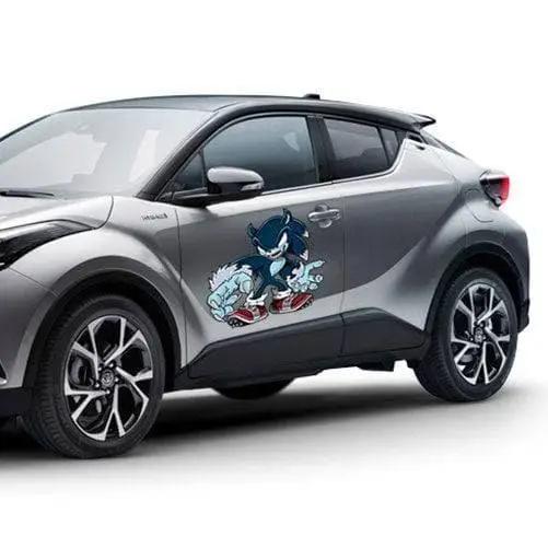 Customized car with vibrant character vinyl sticker on the door, showcasing personality and style.