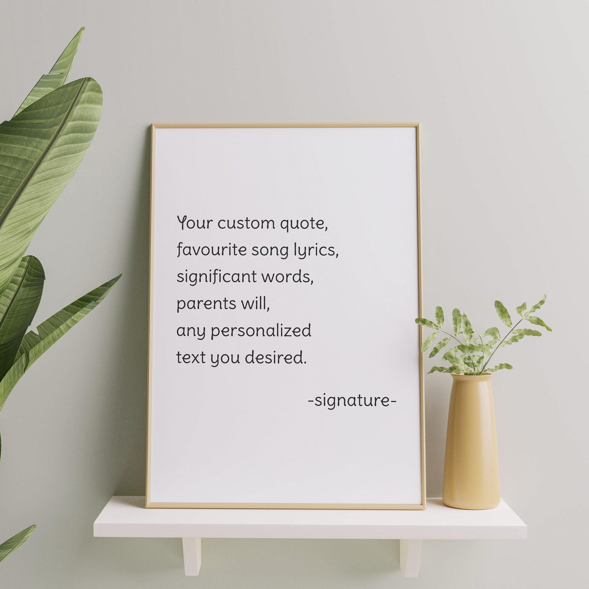Customized motivational art print featuring personalized quote options for home decor.