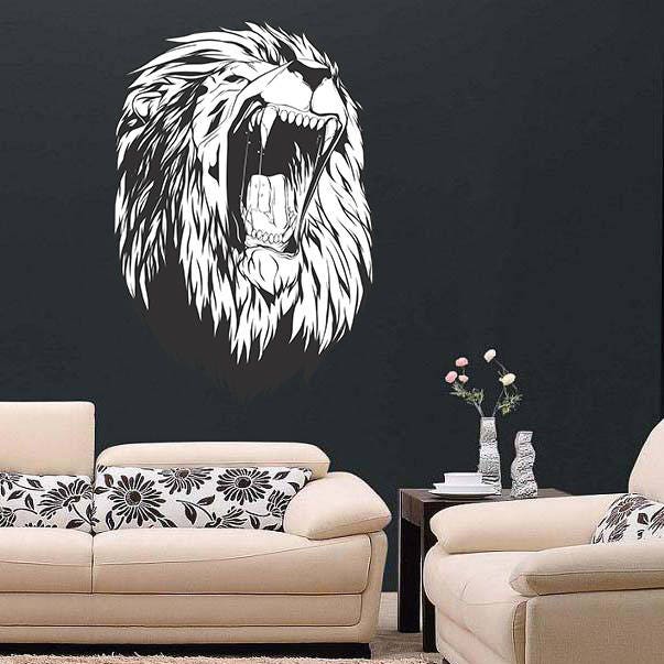 Lions Head Wall Sticker - Lion Face Animal King Silhouette Vinyl Decal