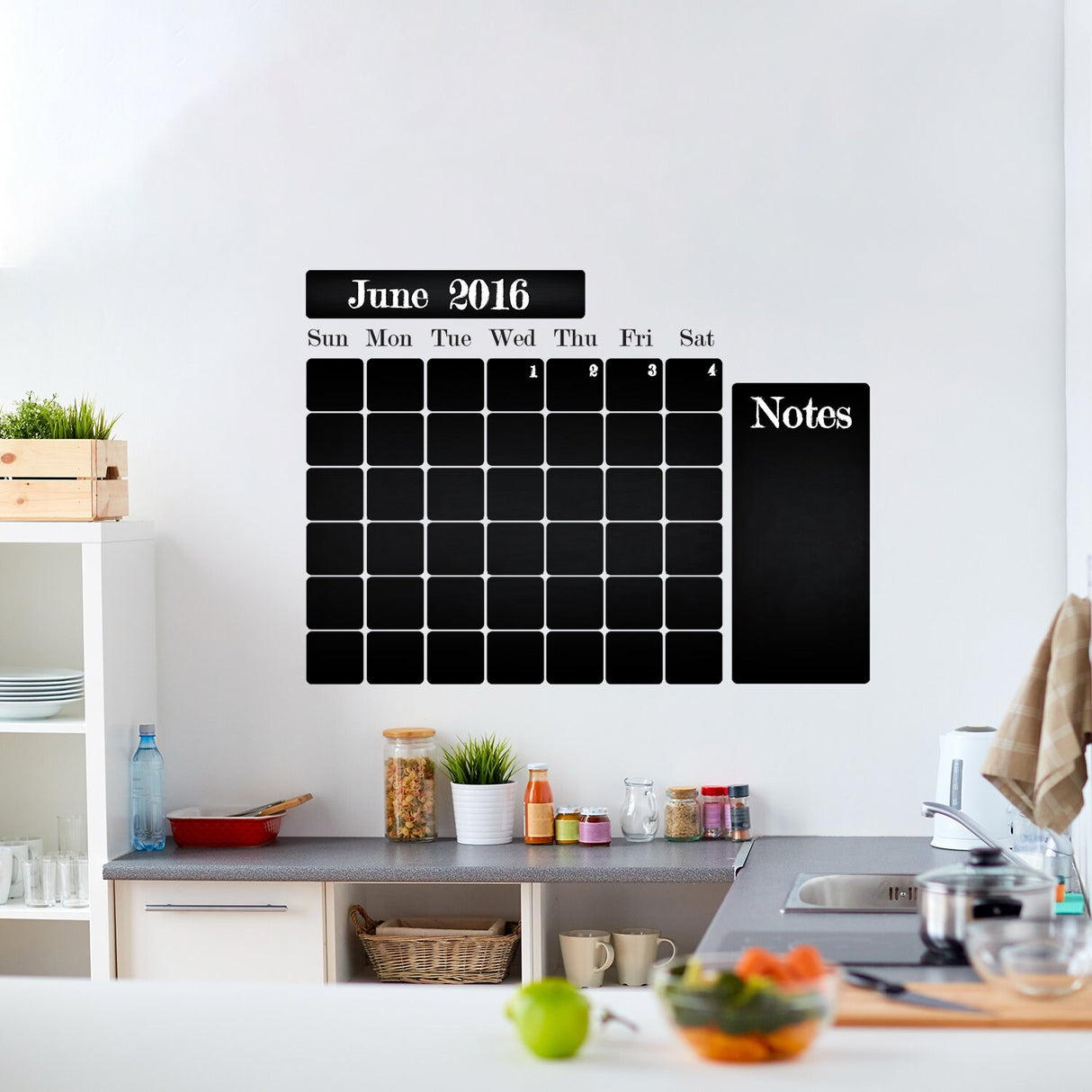 Office Calendar Chalkboard Vinyl Sticker - Editable Organizer Dry Erase Chalk Decal