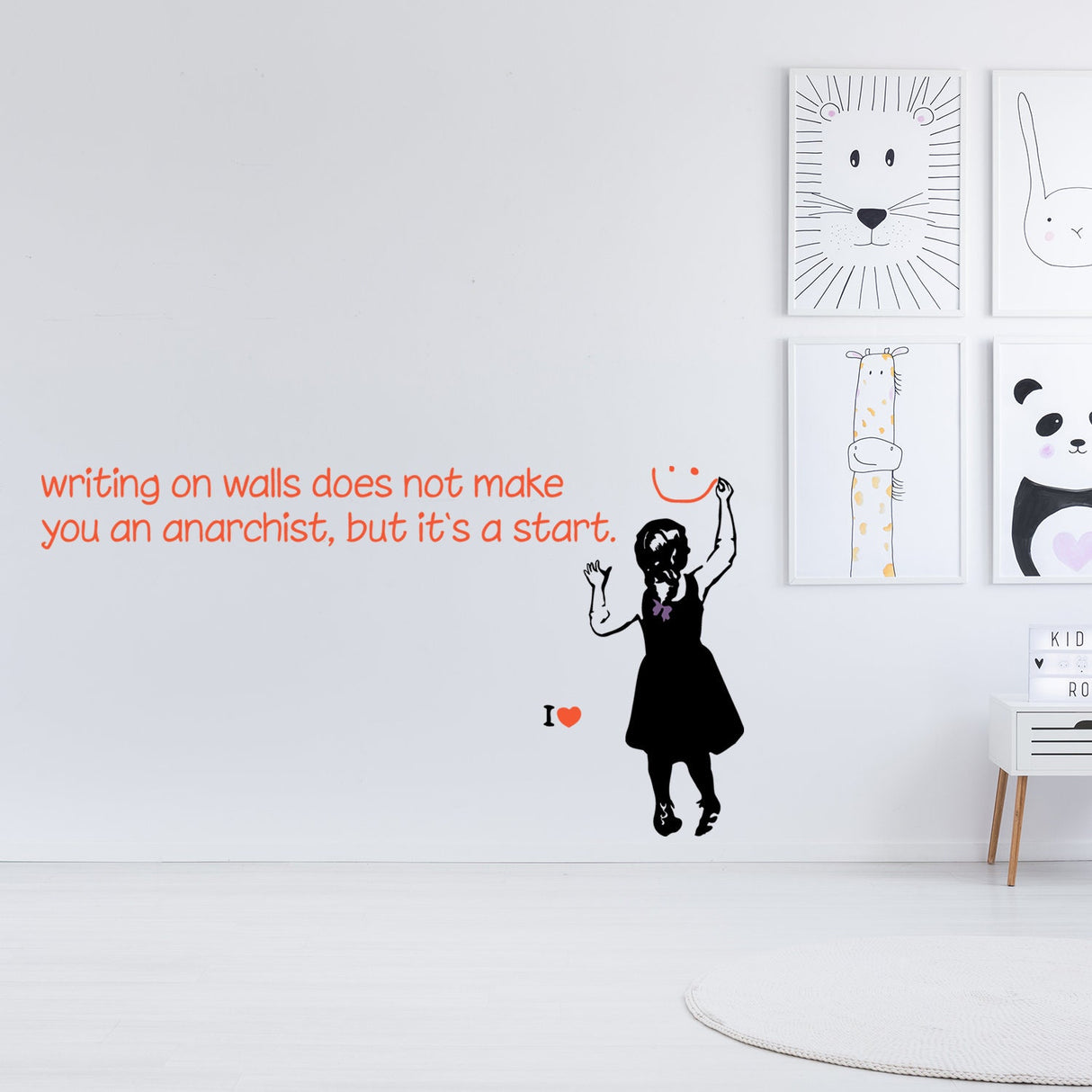 Banksy Girl Wall Sticker - Magical Daisy Decal