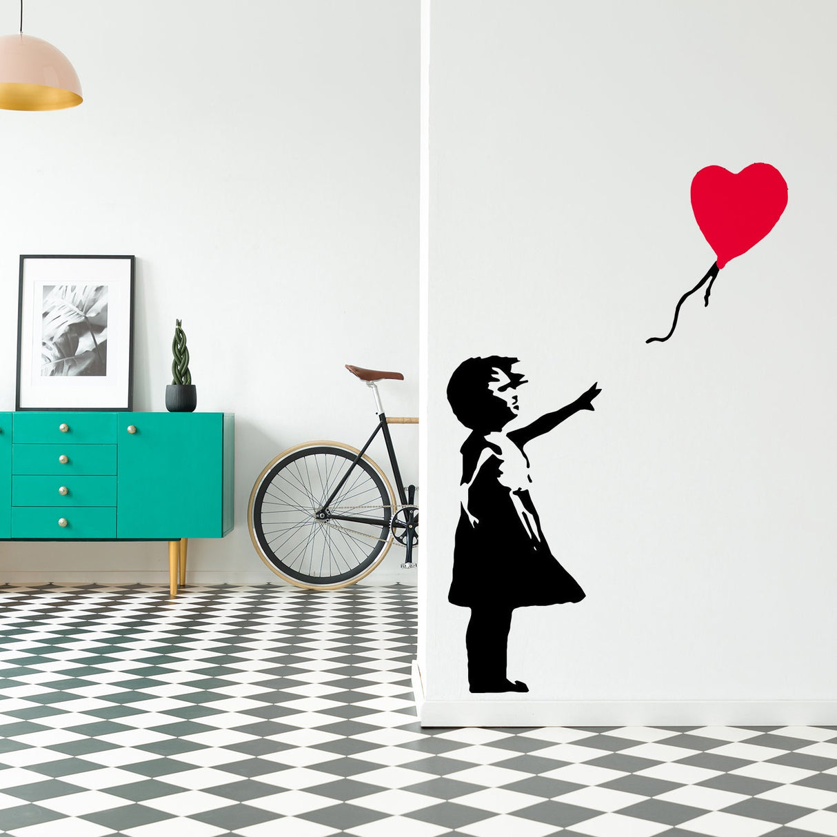 Banksy Girl With Heart Balloon Wall Sticker - Vinyl Baloon Hot Air Decal