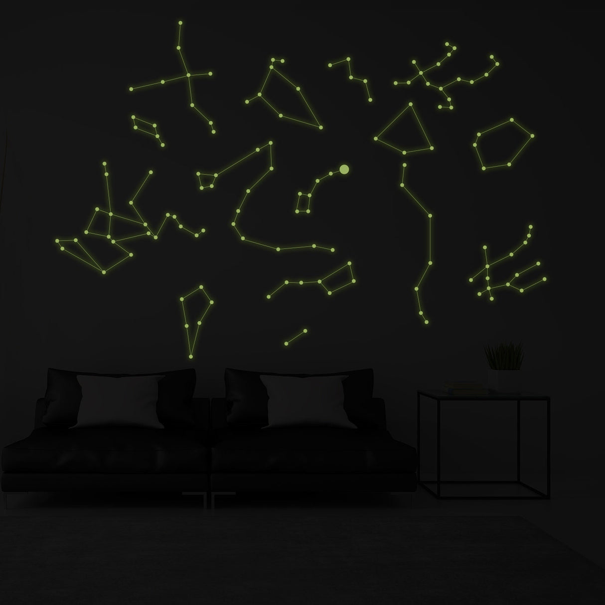 Glowing Vinyl Ceiling Decal Star Map with Lines - Glow in the Dark Constellations Sticker