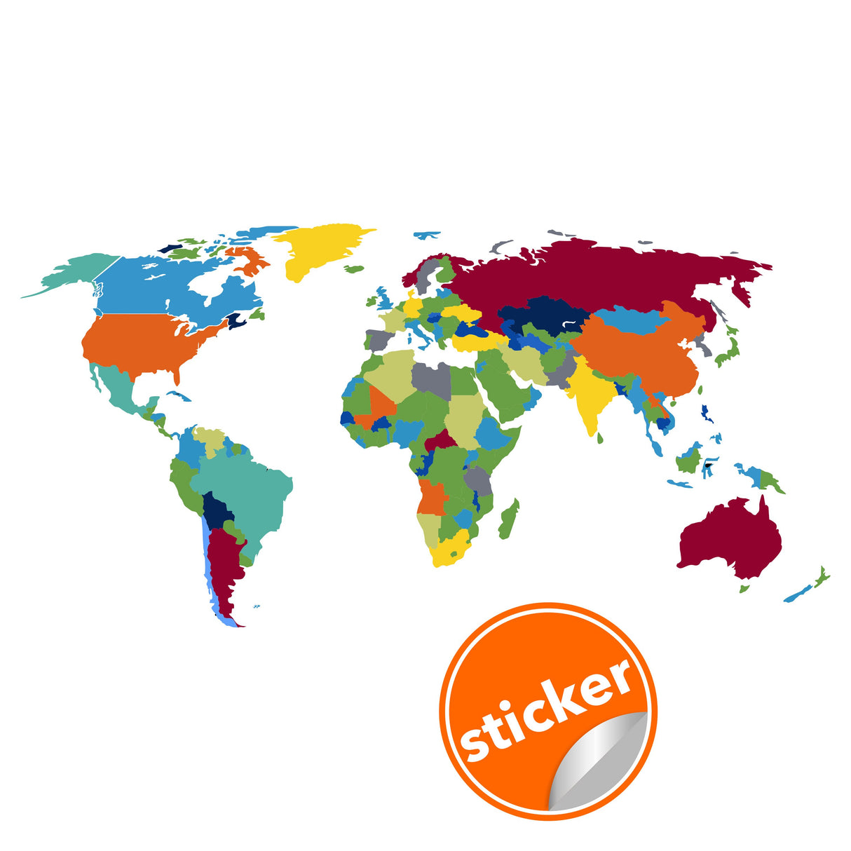 World Map Wall Sticker For Home Decor - Large Realistic Travel Atlas Decal Decoration