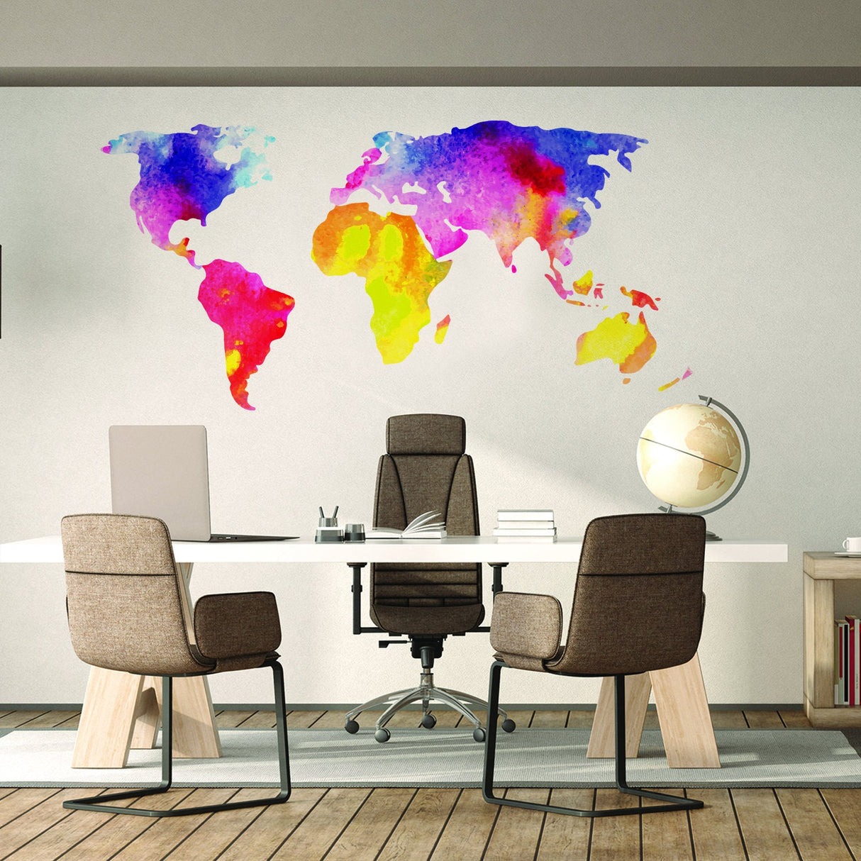 World Map Wall Decal - Sticker For Bedroom Playroom Boys Room Mural Decor