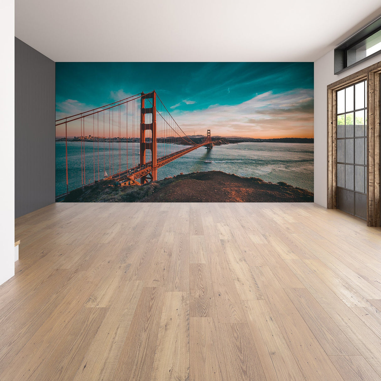 California Golden Gate Bridge Wallpaper Sticker - Wall Cover Art San Francisco Vinyl Print Room Decal