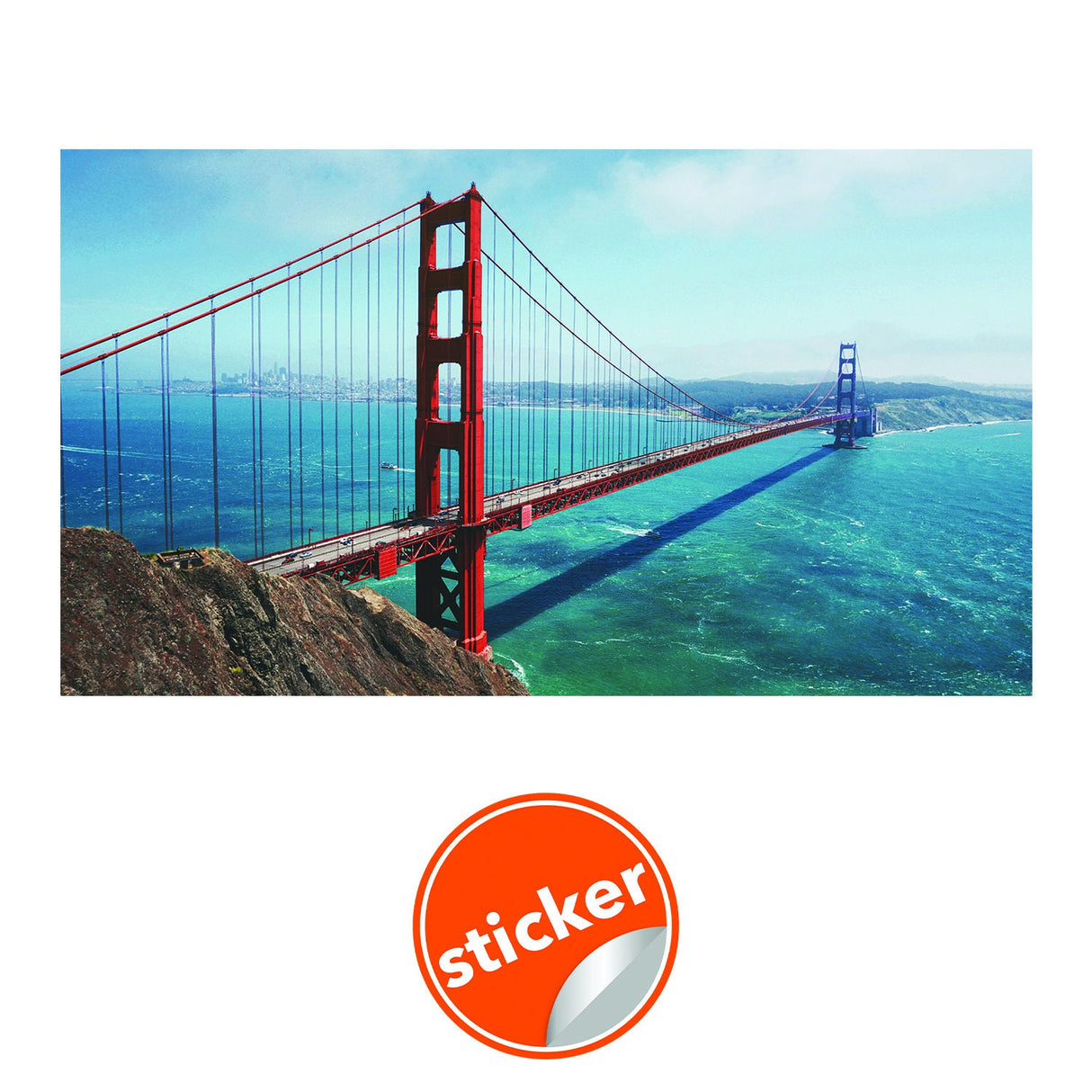 California Golden Gate Bridge Wallpaper Sticker - Wall Cover Art San Francisco Vinyl Print Room Decal