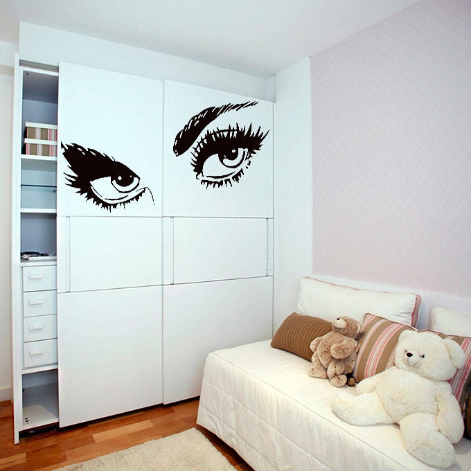 Woman Eyes Sticker Bedroom Wall Decor For Women - Female Eye Lash Beautiful Room Eyebrow Decal