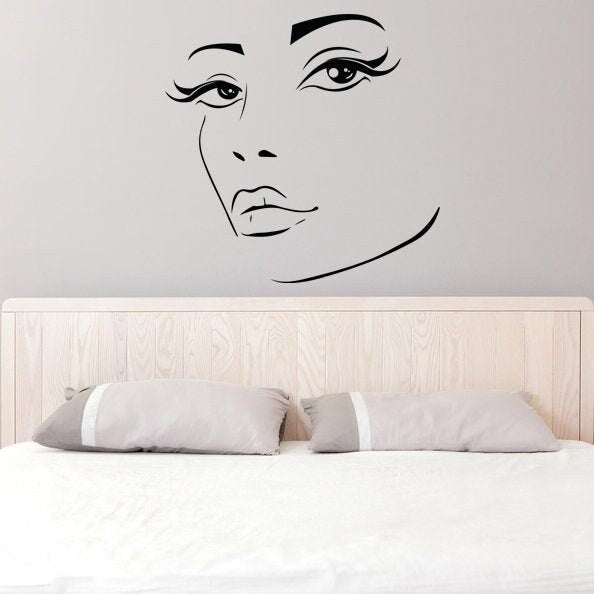 Woman Eyes Sticker Bedroom Wall Decor For Women - Female Eye Lash Beautiful Room Eyebrow Decal