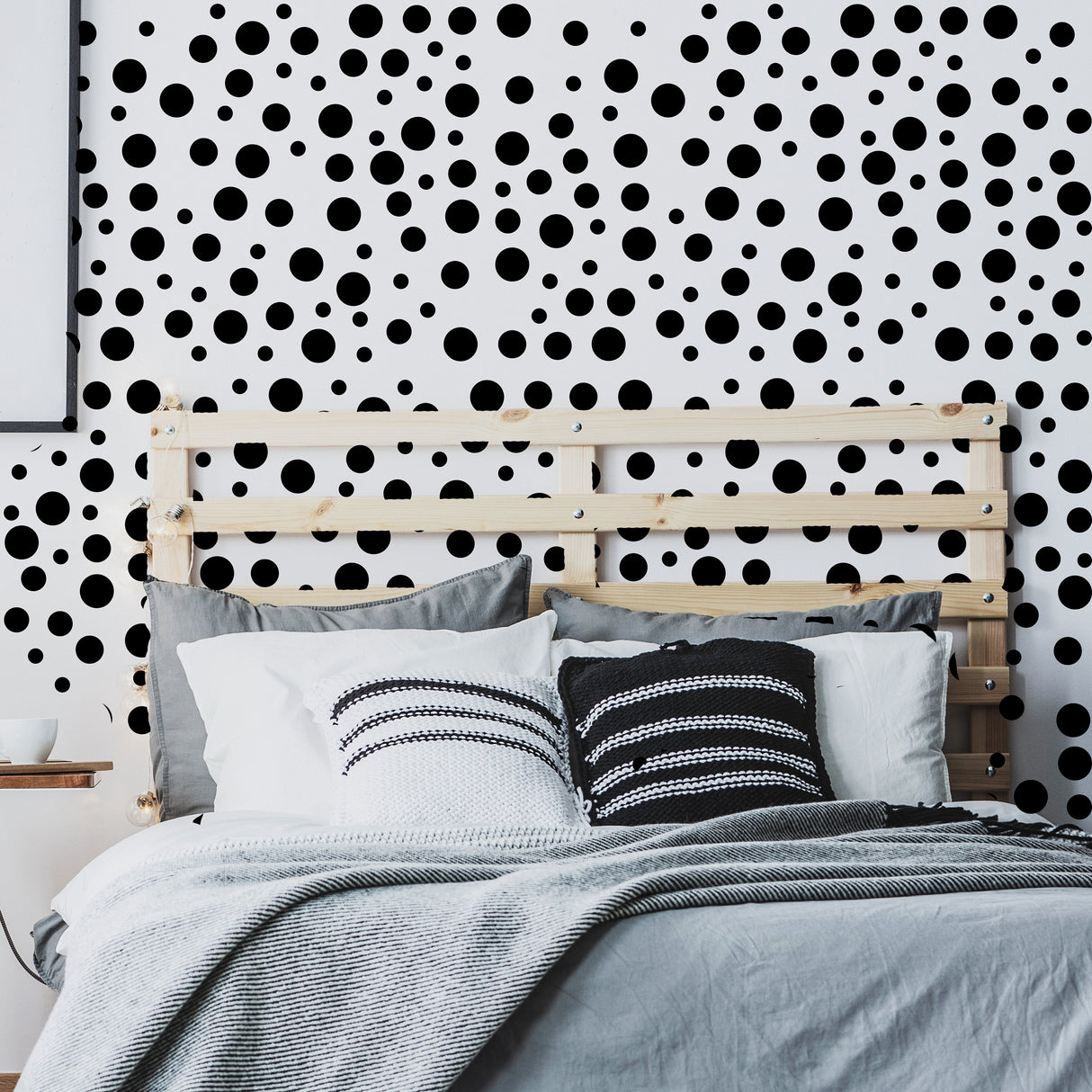 Polka Dots Wall Decals - Black Circle Wallpaper Vinyl Stickers For Girl Room Baby Kid Decor Bedroom