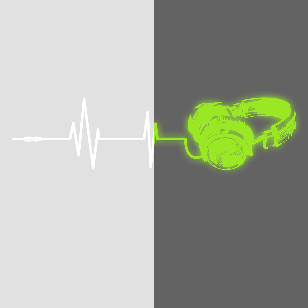 Glow In Dark Headphone Vinyl Wall Sticker - Night Light Music Art Dj Decal