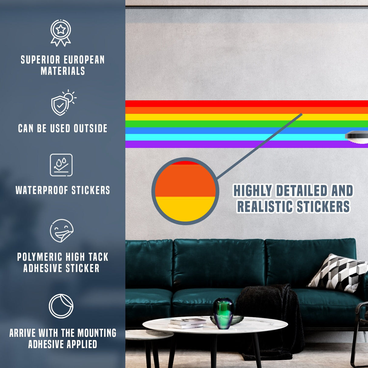 Rainbow Border Sticker - Ranbows Theme Stick Stripe Tape Decor