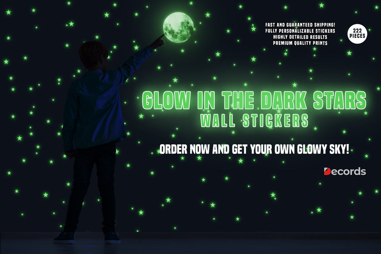 Glow In The Dark Stars Stickers - The Glowing Moon Decal