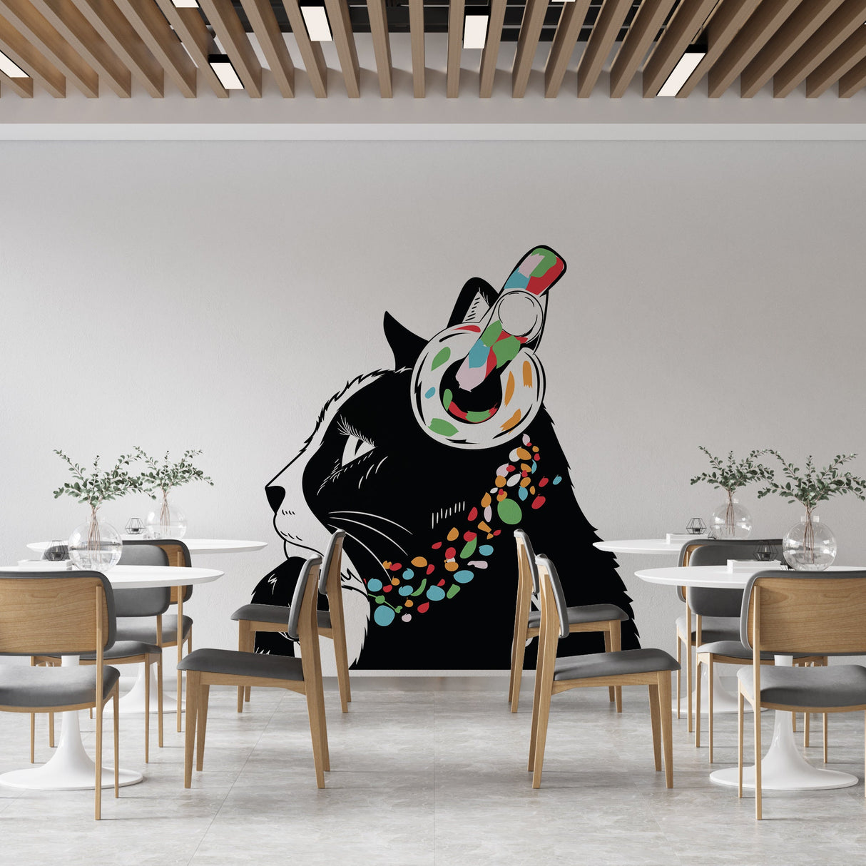 Thinking Cat Sticker - Inspired by Banksy Art Vinyl Dj Baksy Wall Decal