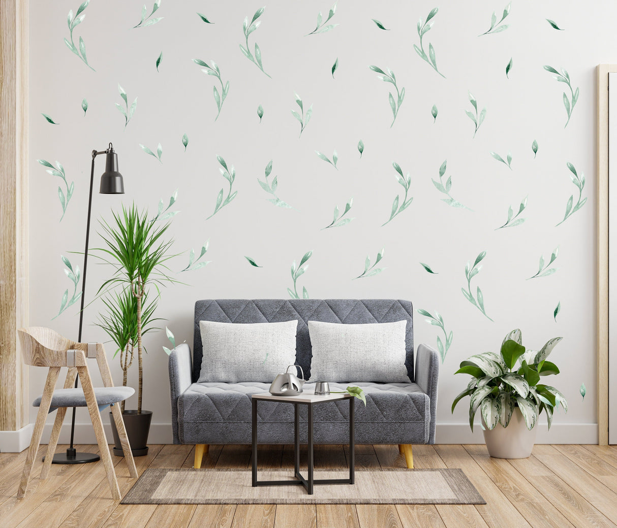 Leaf Wall Decor Stickers - Botanical Peel Stick Green Leafs Decals