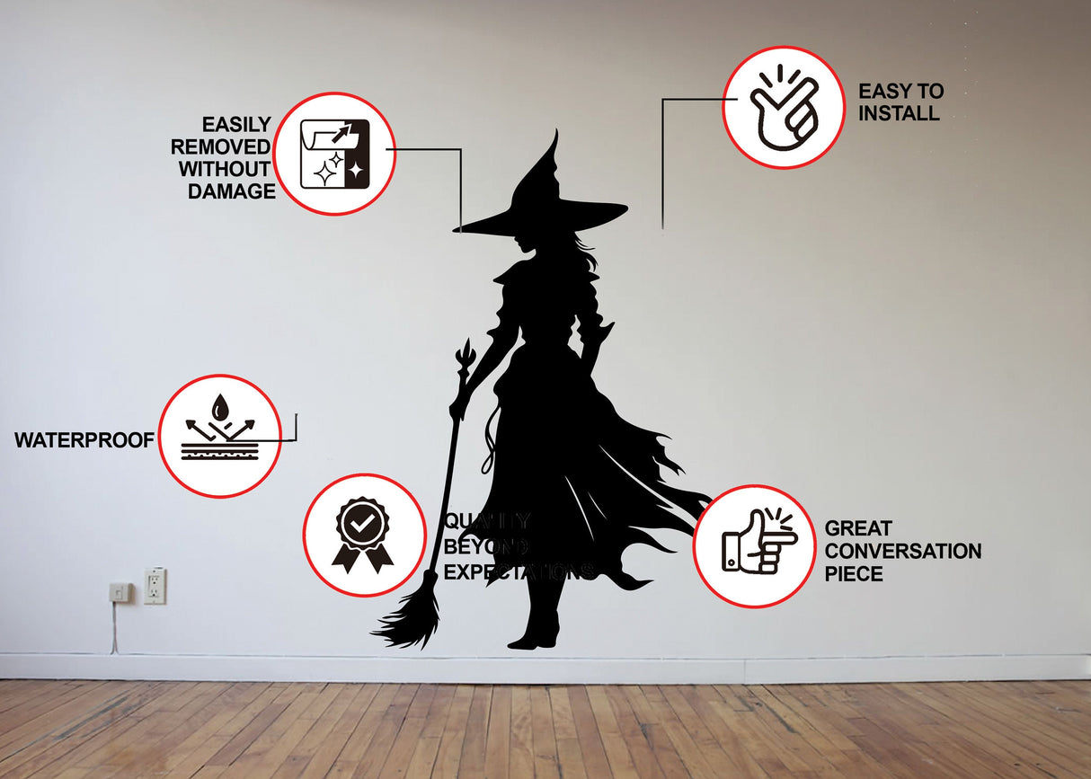 Scary Witch Shadow Sticker for Doors