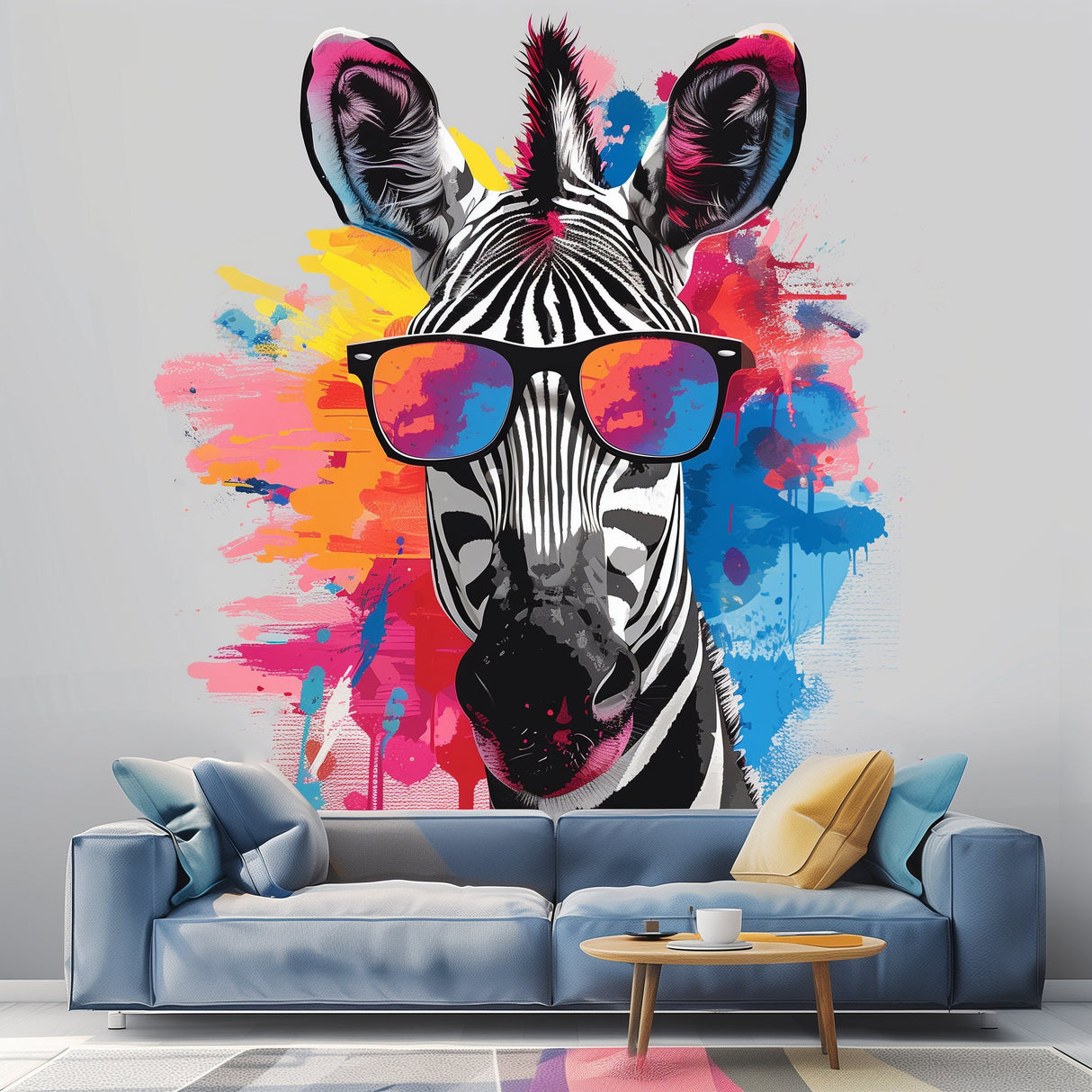 Whimsical Giraffe in Glasses Wall Decal - Colorful Watercolor Toddler Room Sticker Decor