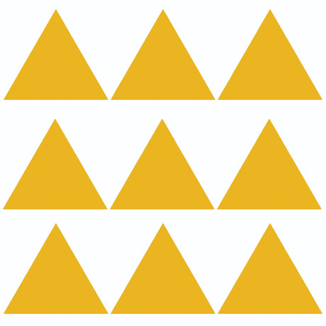 Customizable yellow triangle shape decals for car windows and bumpers, featuring a set of nine triangles in a repeating pattern.