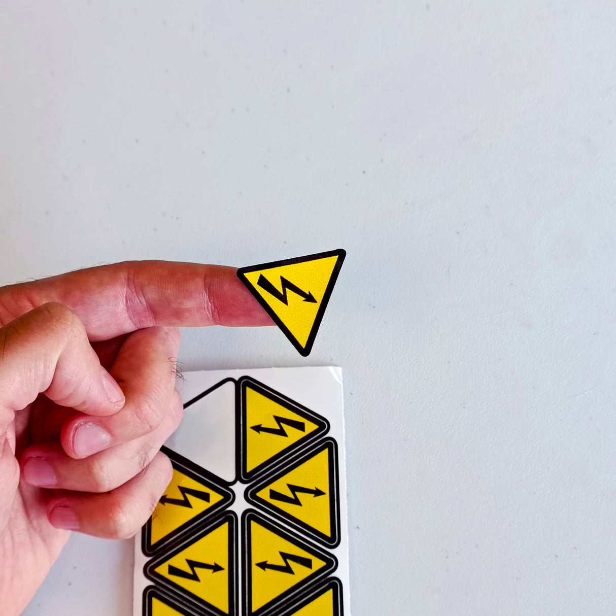 High Voltage Electrical Shock Hazard Stickers - Pack of 10 Yellow Triangle Warning Vinyl Decals