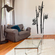 Minimalist bamboo wall decal in a cozy living room, enhancing decor with a zen-inspired design.