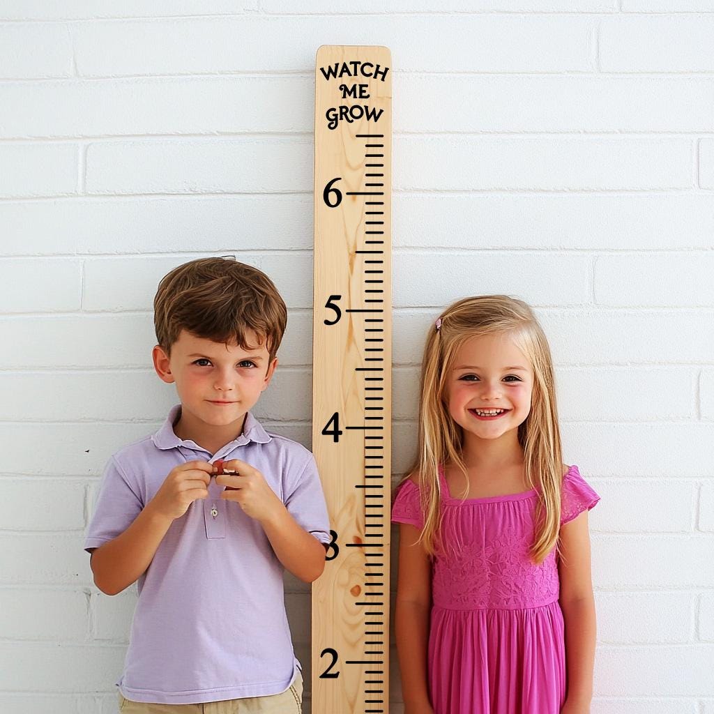 Vinyl Growth Chart Decal in Feet with 27 White Arrow Stickers – DIY Kids Height Ruler Sticker for Wood, Door, Furniture - Baby Shower Gift