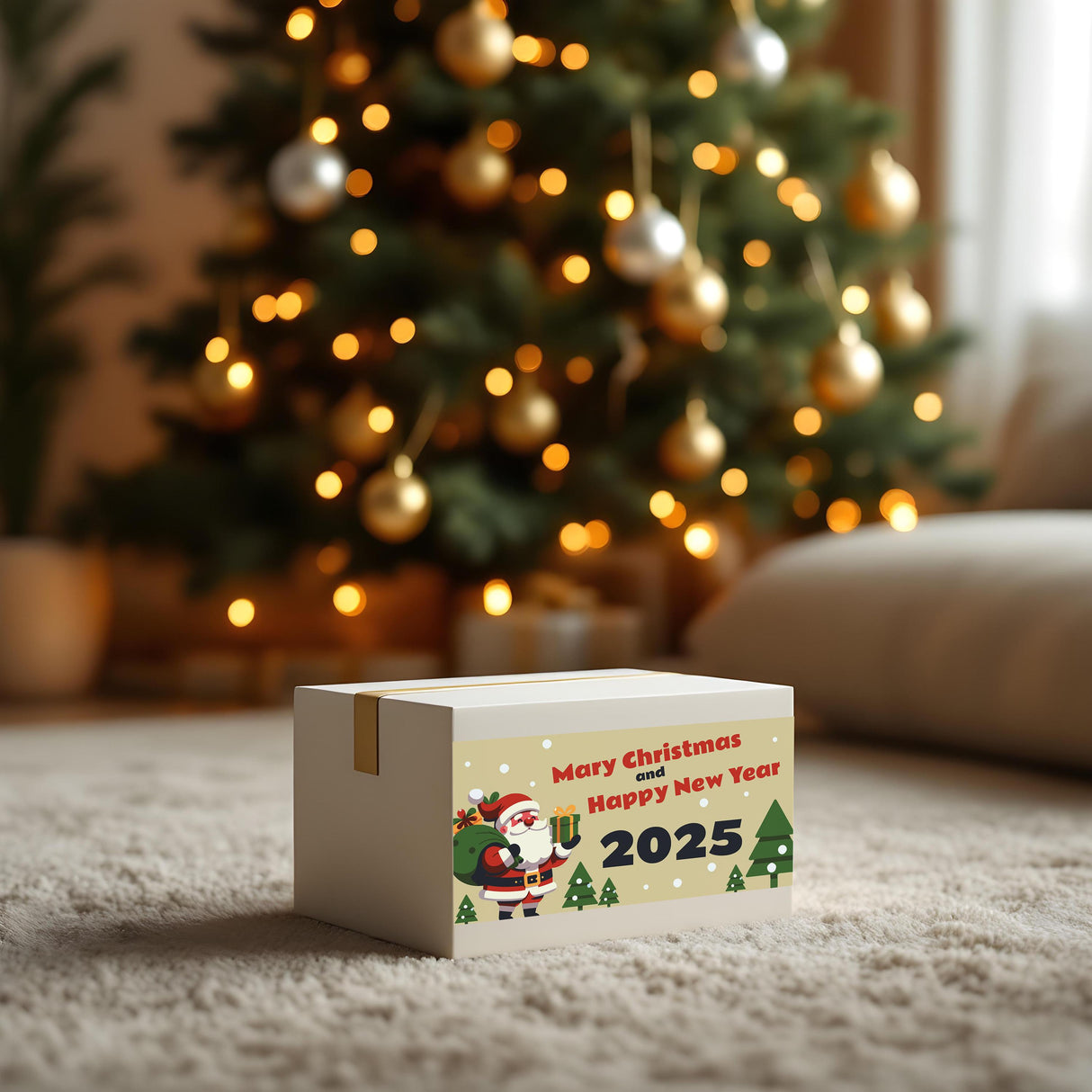 Christmas Sticker Set | Personalized Holiday Bottle, Chocolate & Gift Box Labels | Christmas Tree Wall Decal | Festive Family Party Decor *!