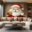 Cheerful Santa Claus wall mural with cookie and mug, perfect festive decor for Christmas living spaces.