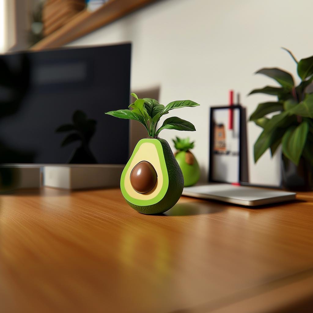 Cute Avocado Plant Pot | Avocado Desk Decor | Real Plant Holder