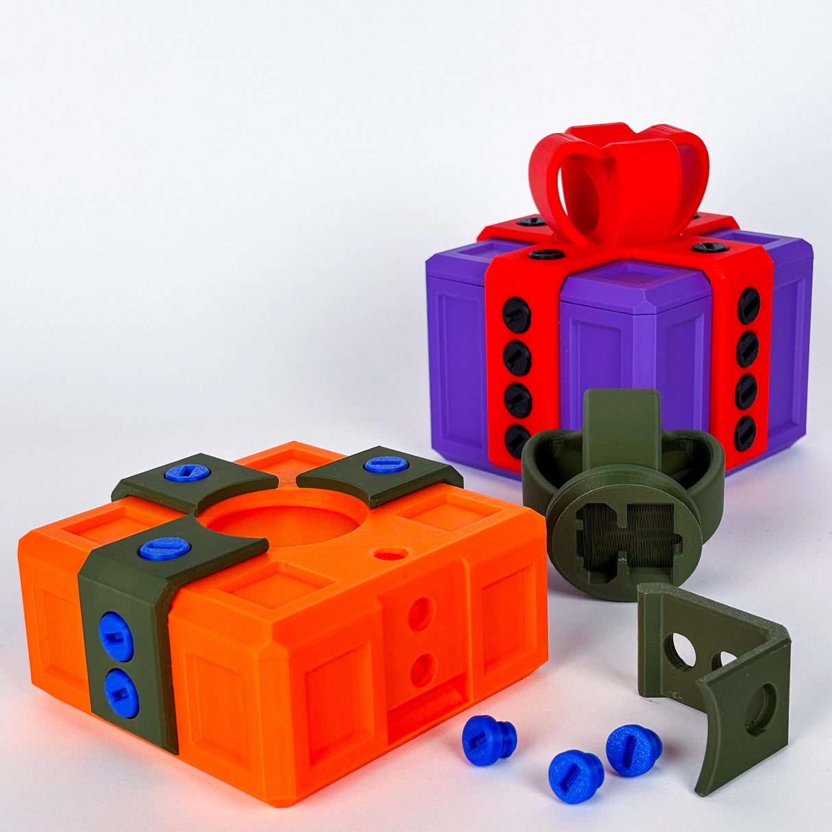 Colorful mini annoying gift boxes with screws and puzzle pieces, perfect for fun surprise gifts and pranks.