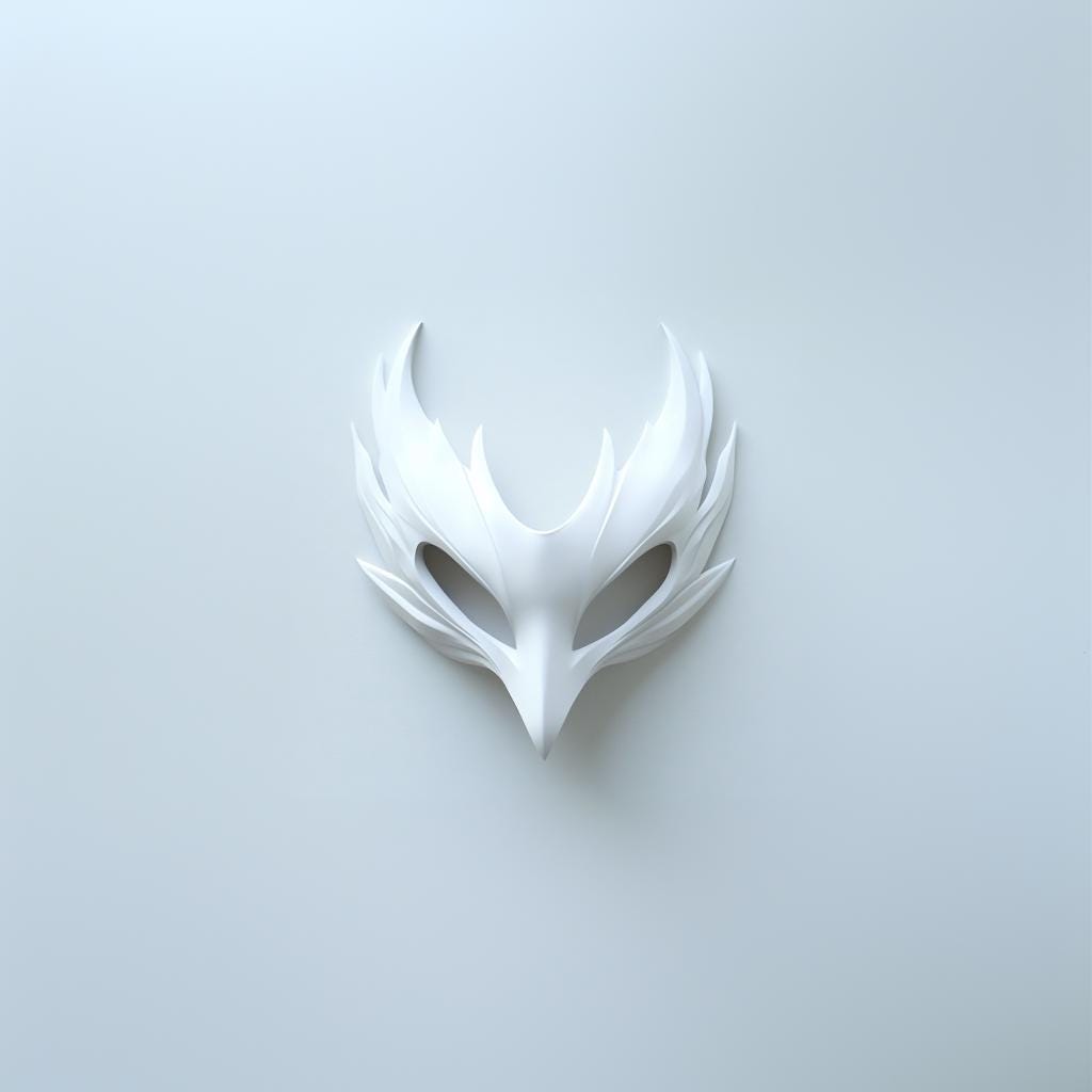 Elegant 3D printed white bird mask with mystical detailing for cosplay and masquerade events.