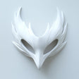 Elegant 3D-printed bird mask with intricate feather design, perfect for cosplay and masquerade events.