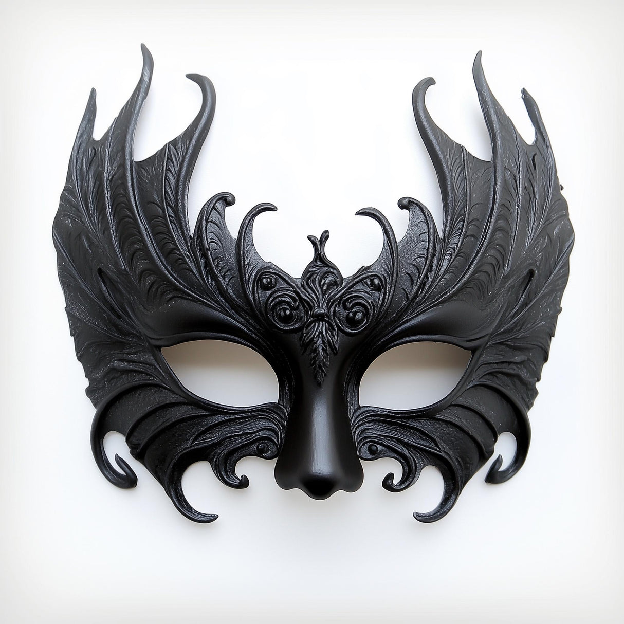 3D printed gothic masquerade mask with ornate filigree, perfect for dark fantasy costumes and masquerade events.