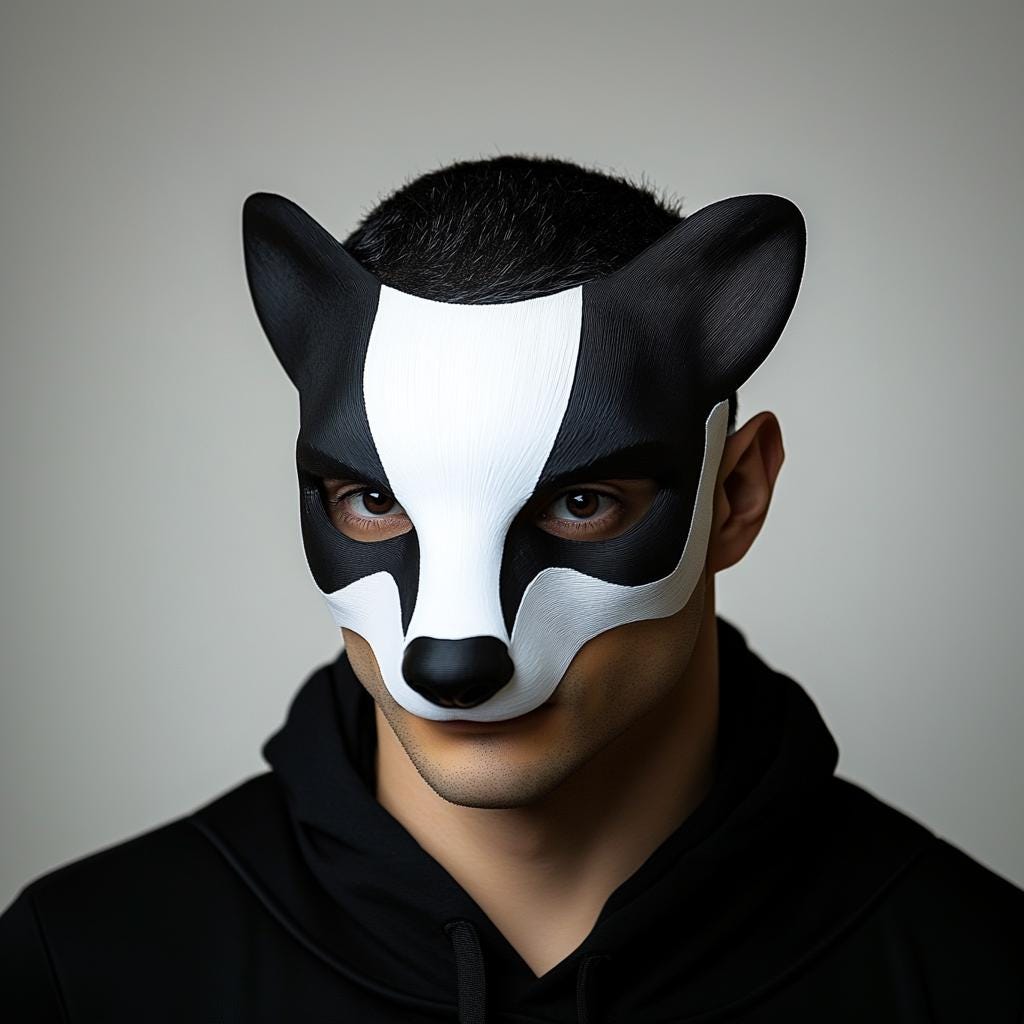 Badger Mask | Animal Cosplay Mask | 3D Printed Woodland Creature Halloween Costume Mask