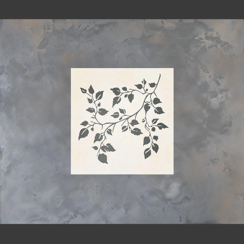 Decorative vine stencil design on a textured gray background, ideal for DIY home decor projects.