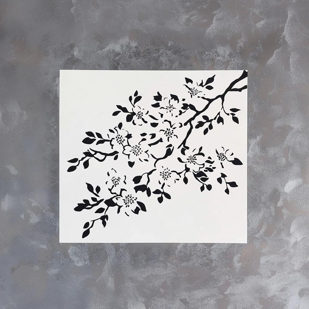 Cherry Blossom Stencil | Floral Branch Stencil | Reusable DIY Craft Stencil