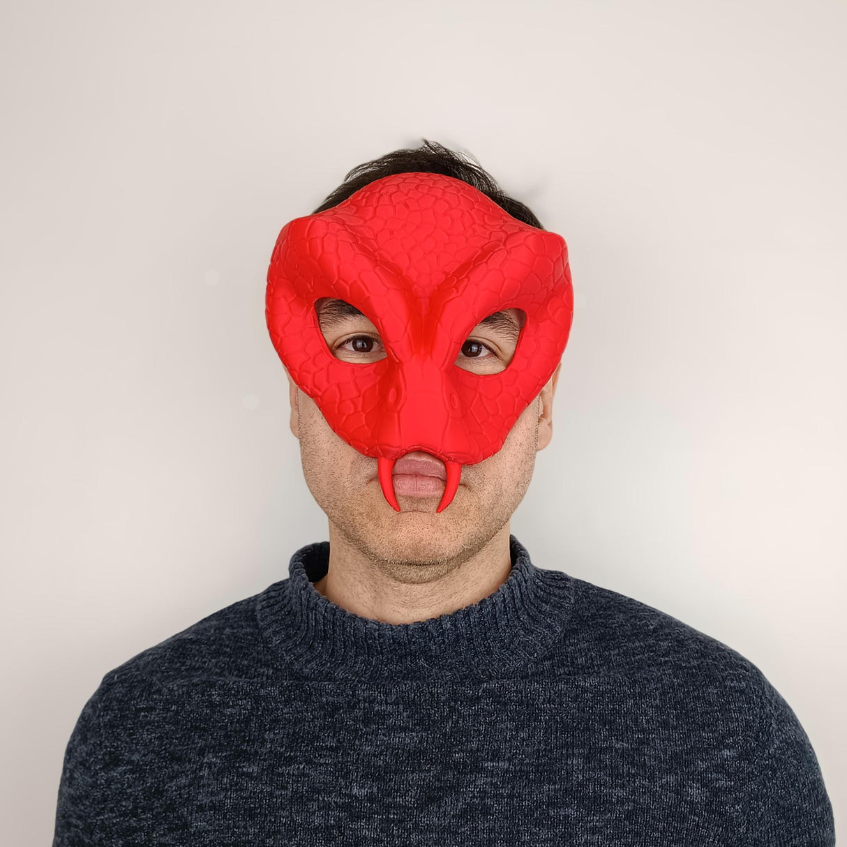 Snake Demon Mask | 3D Printed Halloween Cosplay | Scaly Reptilian Face Cover | Venomous Snakes Viper Costume Reptile Mask