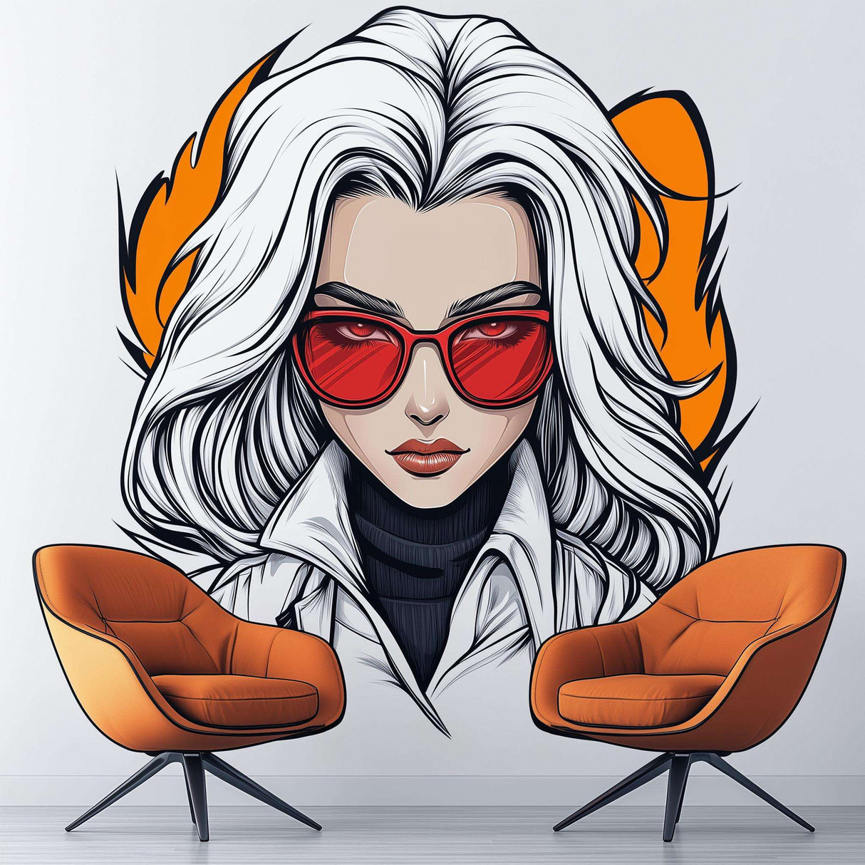 Anime Girl Wall Decal | Cool Female Character Sticker | Comic Style Wall Art | Modern Manga Mural | Removable Vinyl Sticker Room or Office