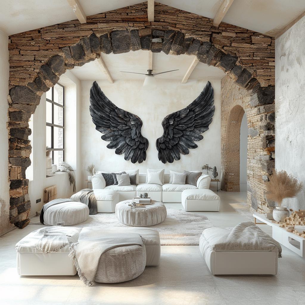 Black Angel Wings Wall Decal | Large Wing Wall Art | Dark Aesthetic Home Decor | Gothic Wall Mural | Removable Vinyl Sticker Bedroom Accent