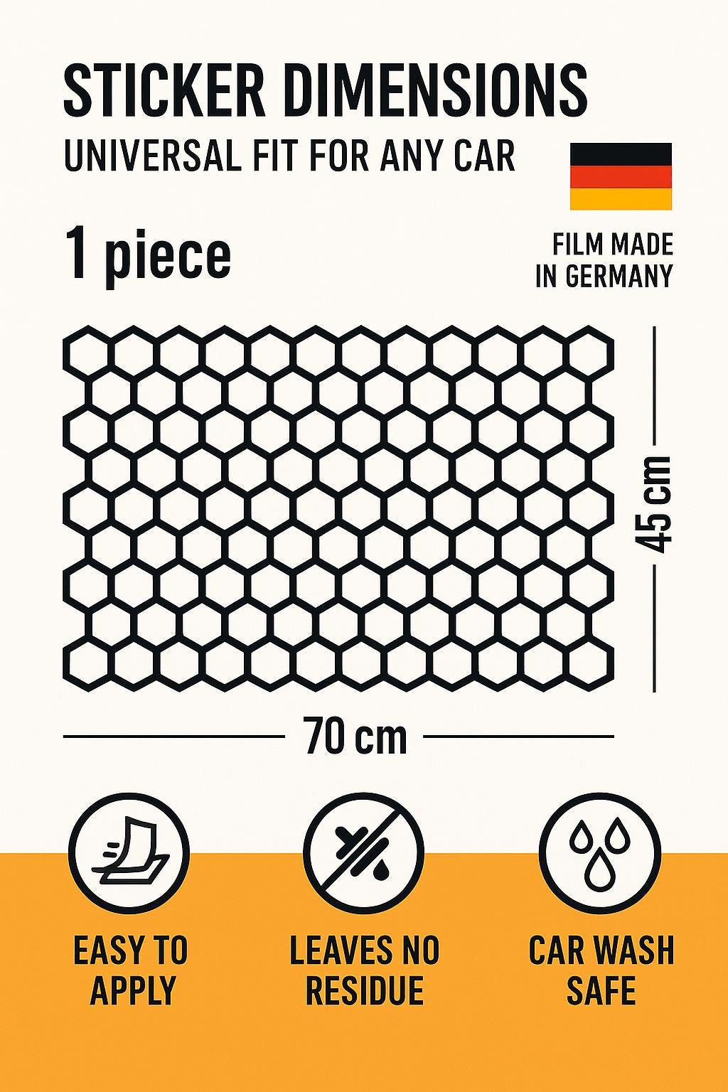 2x Honeycomb Window Decals for Cars | 2-Piece Vinyl Matte Black Set Rear or Quarter Window Sticker | Modern Car Decor Car Accessory for Him