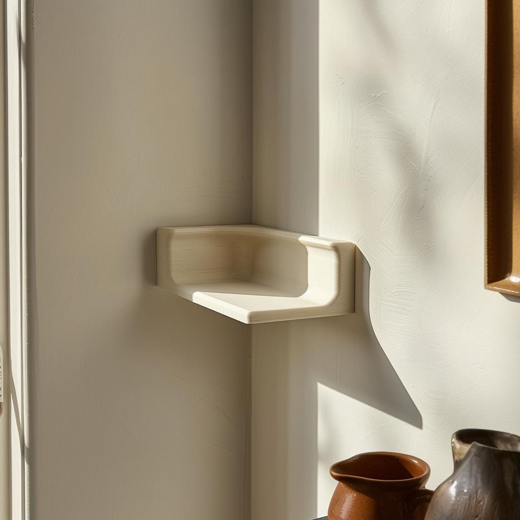 3D Printed Corner Wall Shelf | Minimalist Floating Shelf Design for Small Spaces | Modern PLA Wall Decor Storage and Home Organizer