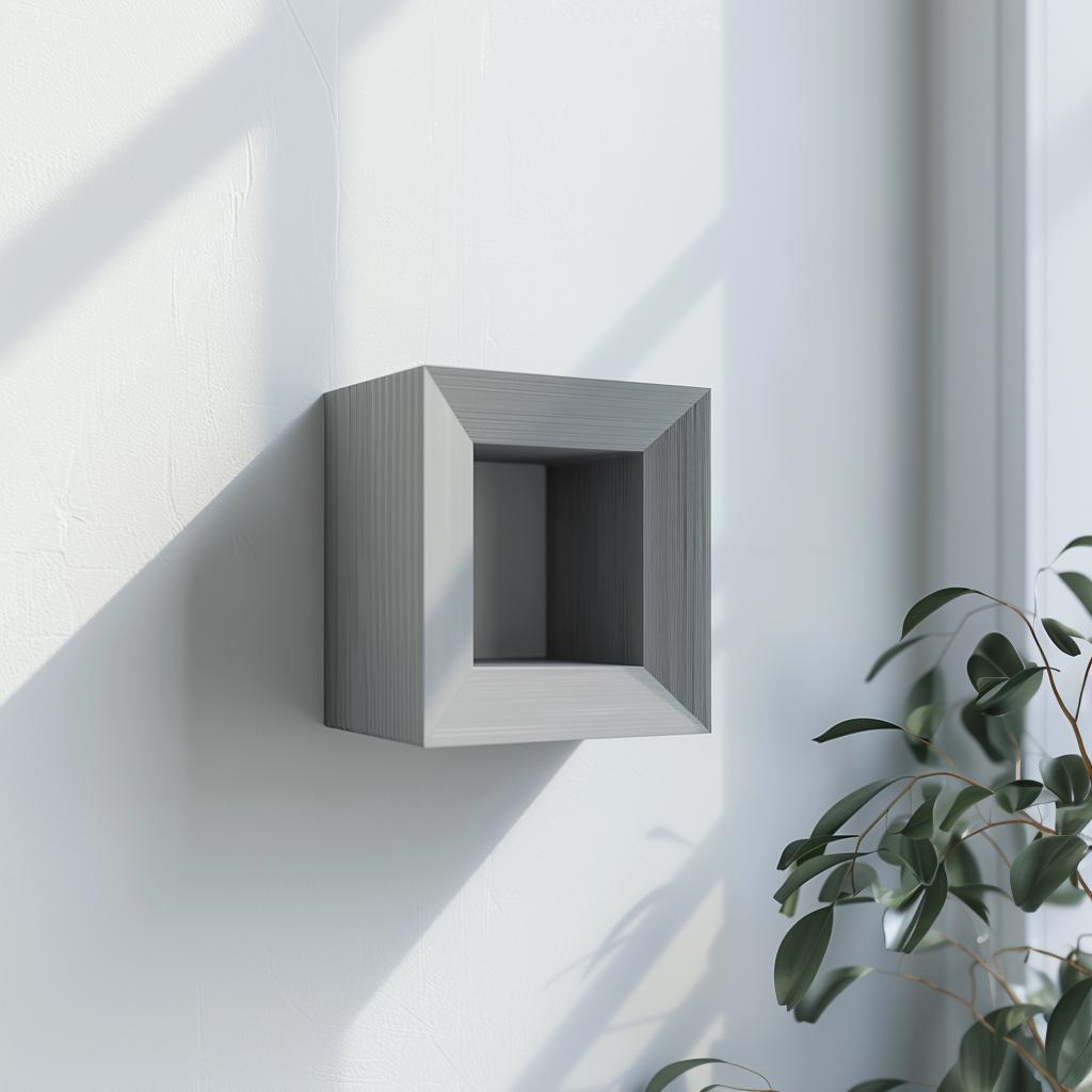 3D Printed Geometric Wall Shelf | Modern Minimalist Floating Shelf Design | Unique Square Shape Decor | Contemporary Home Wall Accent