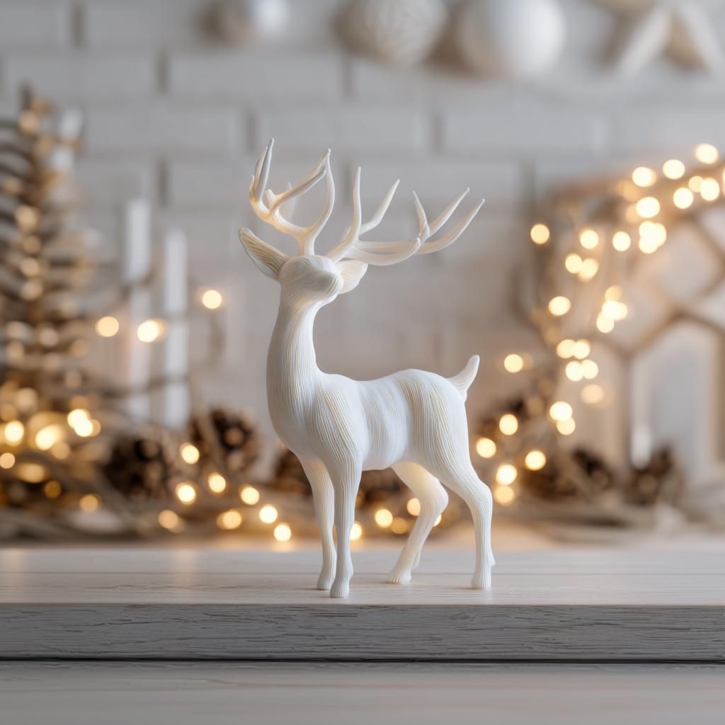 3D Printed Deer Sculpture | Minimalist Reindeer Figurine | Modern Holiday Home Decor | Contemporary 3D Printed Winter Decoration