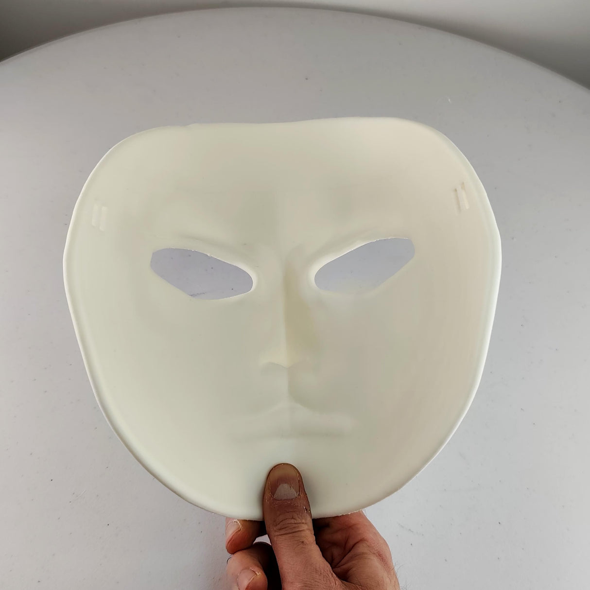 3D Printed Full Face Mask with Sculpted Detail for Cosplay, Theater, DIY Art | White Lightweight Paintable Prop for Halloween Costume Design